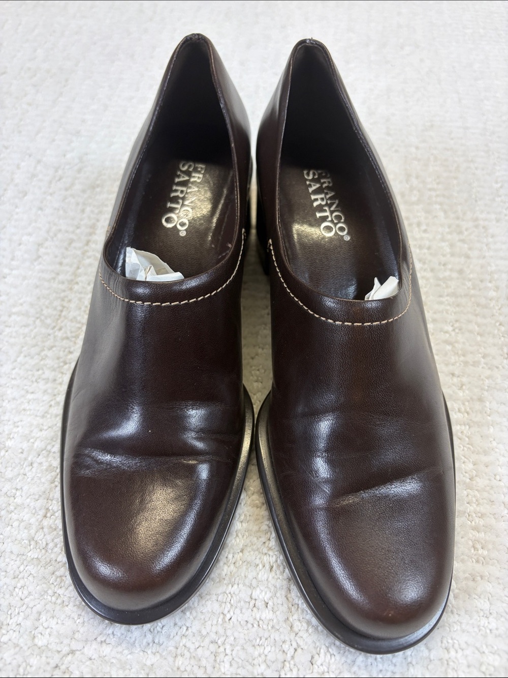 Franco Sarto Brown Leather Slip On  Loafters Shooties Women Size 6
